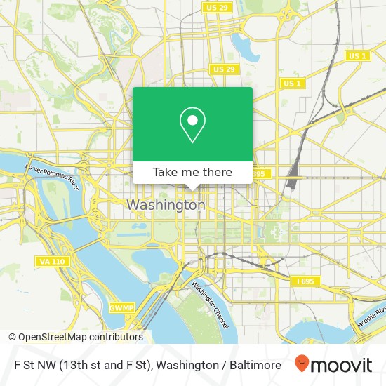 Mapa de F St NW (13th st and F St), Washington, DC 20005