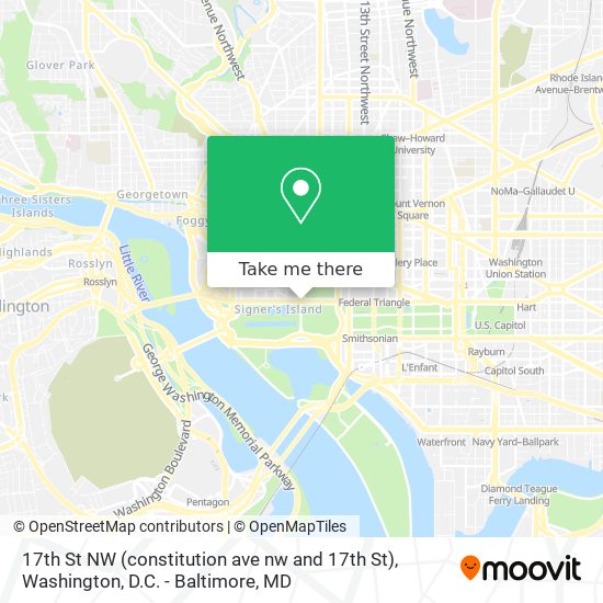 Mapa de 17th St NW (constitution ave nw and 17th St)
