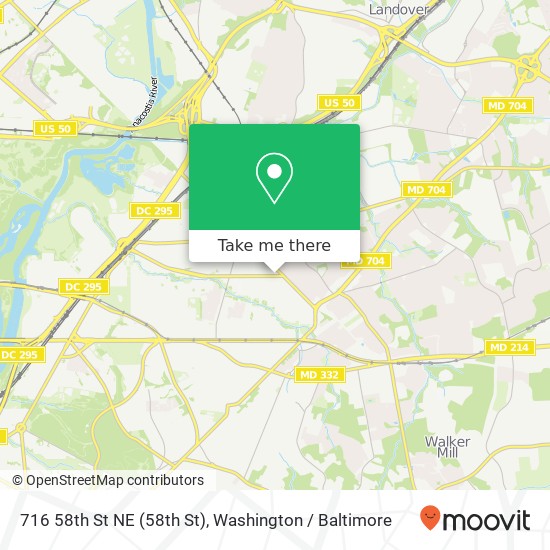 Mapa de 716 58th St NE (58th St), Washington, DC 20019