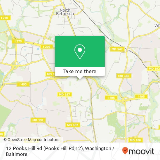 Mapa de 12 Pooks Hill Rd (Pooks Hill Rd,12), Bethesda, MD 20814