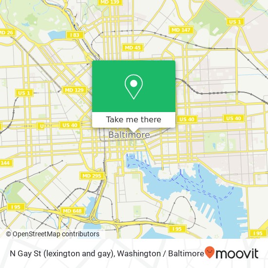 Mapa de N Gay St (lexington and gay), Baltimore, MD 21202