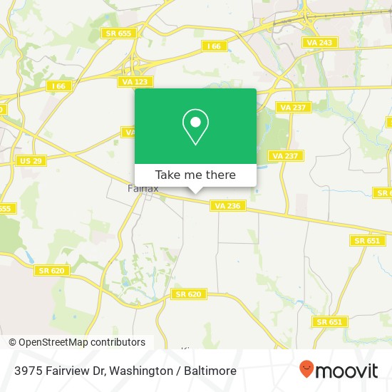 Mapa de 3975 Fairview Dr, Fairfax, VA 22031