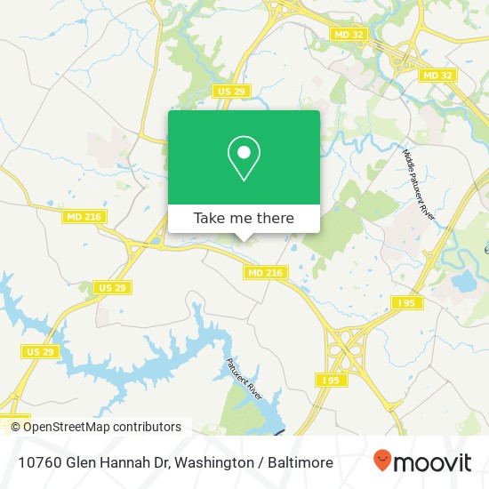 Mapa de 10760 Glen Hannah Dr, Laurel, MD 20723