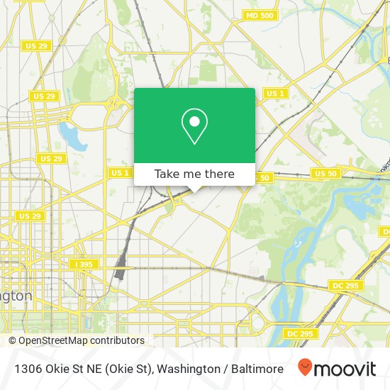 Mapa de 1306 Okie St NE (Okie St), Washington, DC 20002