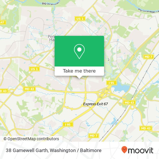 Mapa de 38 Gamewell Garth, Nottingham, MD 21236