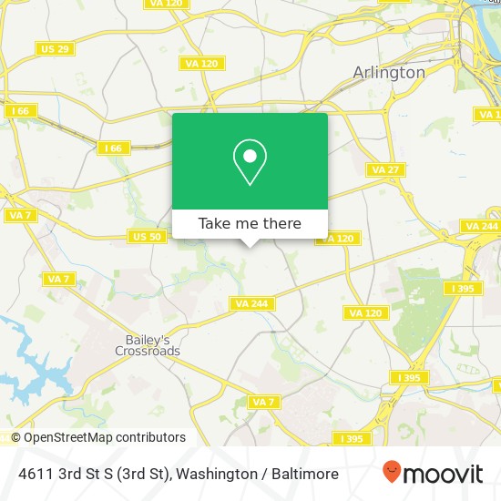 Mapa de 4611 3rd St S (3rd St), Arlington, VA 22204