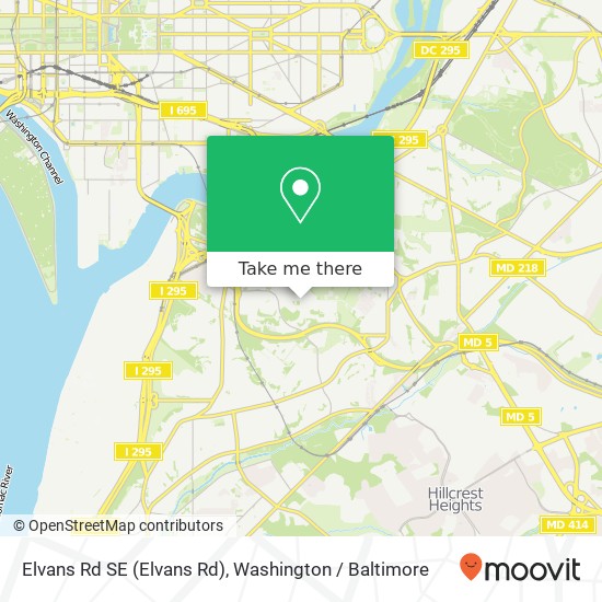 Mapa de Elvans Rd SE (Elvans Rd), Washington, DC 20020