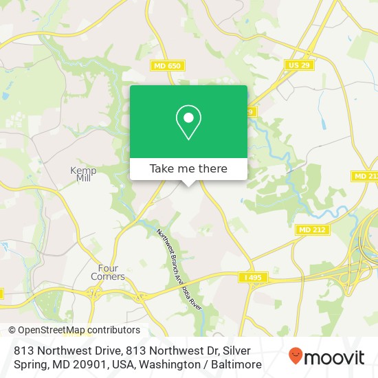 Mapa de 813 Northwest Drive, 813 Northwest Dr, Silver Spring, MD 20901, USA