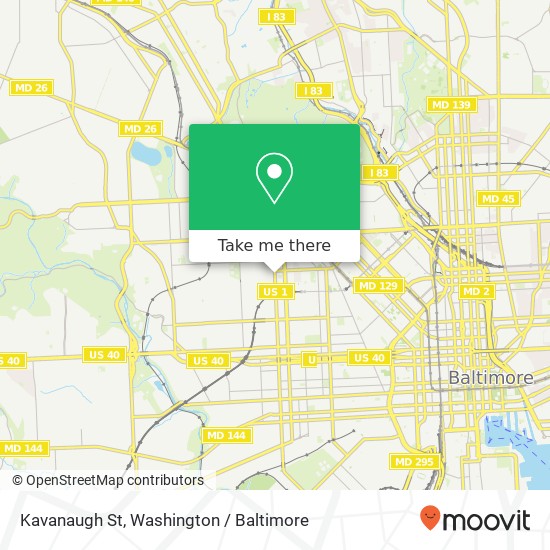 Mapa de Kavanaugh St, Baltimore, MD 21217