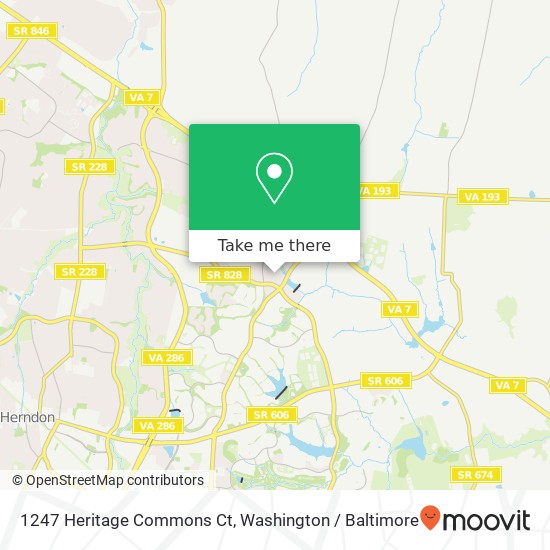 Mapa de 1247 Heritage Commons Ct, Reston, VA 20194
