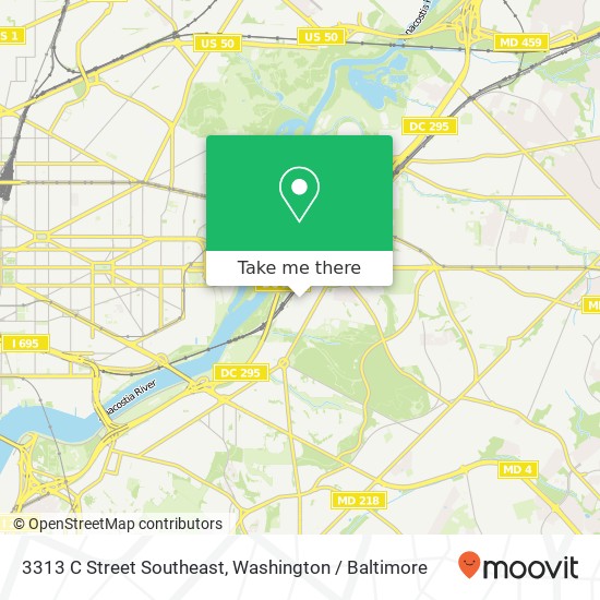 Mapa de 3313 C Street Southeast, 3313 C St SE, Washington, DC 20019, USA