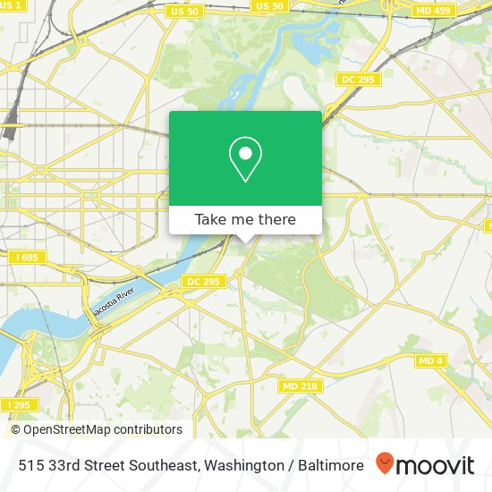 Mapa de 515 33rd Street Southeast, 515 33rd St SE, Washington, DC 20019, USA