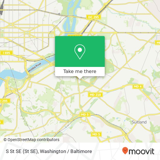 Mapa de S St SE (St SE), Washington, DC 20020