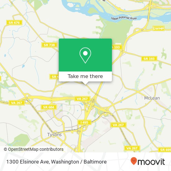 Mapa de 1300 Elsinore Ave, McLean, VA 22102