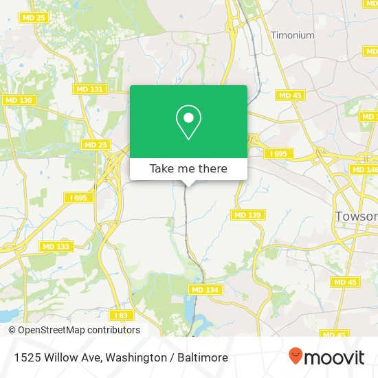 Mapa de 1525 Willow Ave, Towson, MD 21204