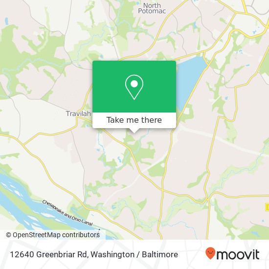 Mapa de 12640 Greenbriar Rd, Potomac, MD 20854