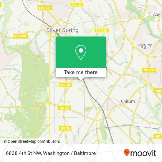 Mapa de 6838 4th St NW, Washington (Wash DC), DC 20012