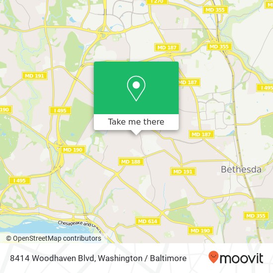 Mapa de 8414 Woodhaven Blvd, Bethesda, MD 20817