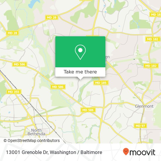 Mapa de 13001 Grenoble Dr, Rockville, MD 20853