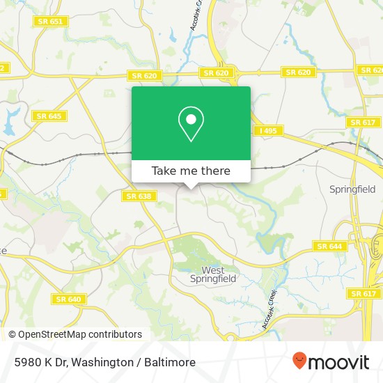 Mapa de 5980 K Dr, Springfield, VA 22152