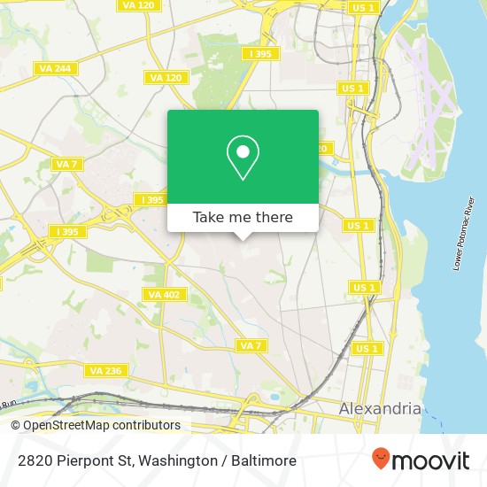 Mapa de 2820 Pierpont St, Alexandria, VA 22302