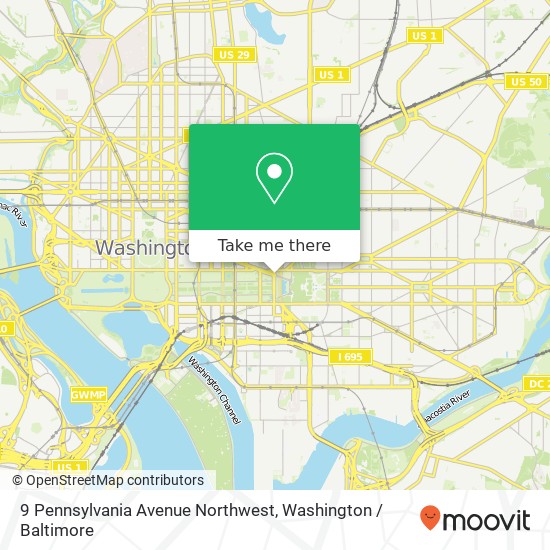 9 Pennsylvania Avenue Northwest, 9 Pennsylvania Ave NW, Washington, DC 20001, USA map