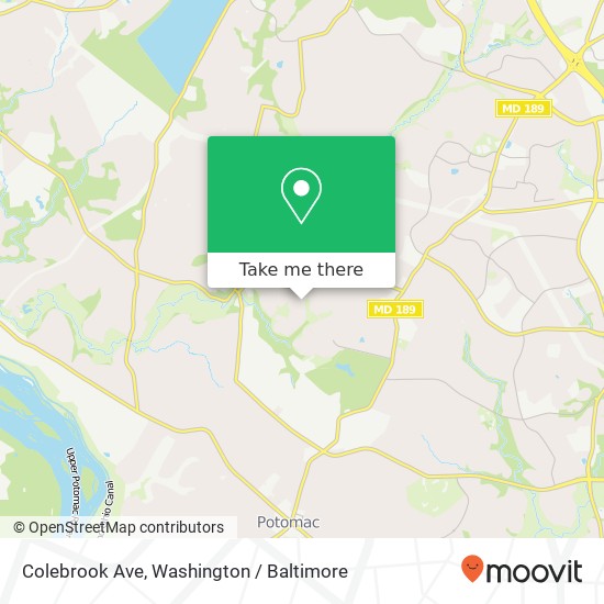 Mapa de Colebrook Ave, Potomac, MD 20854