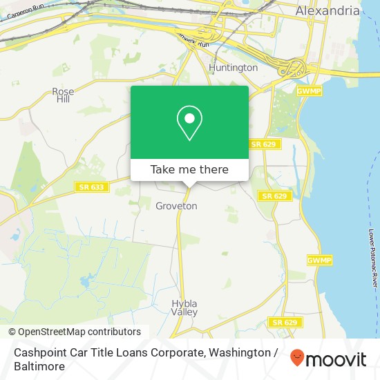 Cashpoint Car Title Loans Corporate, 6801 Richmond Hwy map