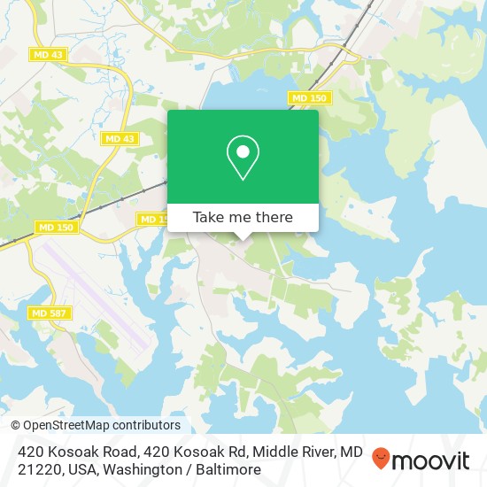 Mapa de 420 Kosoak Road, 420 Kosoak Rd, Middle River, MD 21220, USA