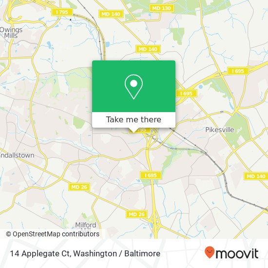 Mapa de 14 Applegate Ct, Pikesville, MD 21208