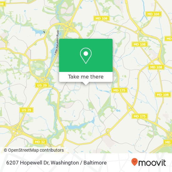 Mapa de 6207 Hopewell Dr, Columbia, MD 21045