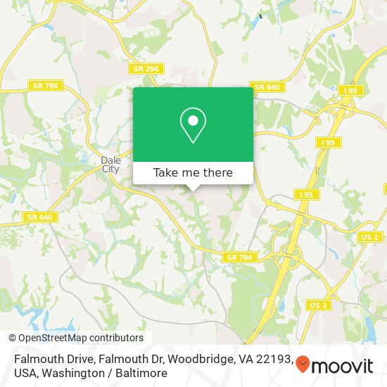 Mapa de Falmouth Drive, Falmouth Dr, Woodbridge, VA 22193, USA