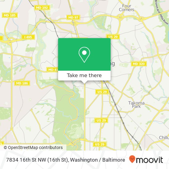 Mapa de 7834 16th St NW (16th St), Washington, DC 20012