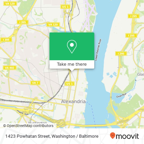 Mapa de 1423 Powhatan Street, 1423 Powhatan St, Alexandria, VA 22314, USA