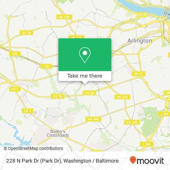 Mapa de 228 N Park Dr (Park Dr), Arlington, VA 22203