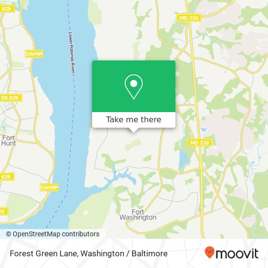 Mapa de Forest Green Lane, Forest Green Ln, Fort Washington, MD 20744, USA