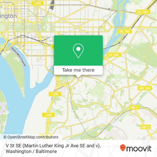 V St SE (Martin Luther King Jr Ave SE and v), Washington, DC 20020 map