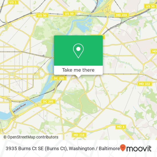 Mapa de 3935 Burns Ct SE (Burns Ct), Washington, DC 20019