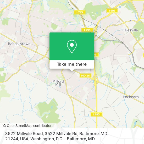 Mapa de 3522 Millvale Road, 3522 Millvale Rd, Baltimore, MD 21244, USA