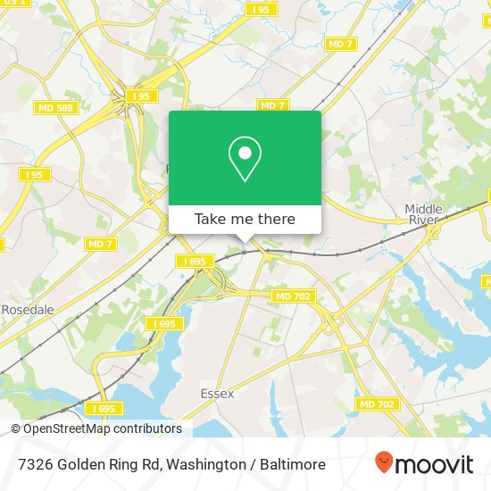 Mapa de 7326 Golden Ring Rd, Essex, MD 21221