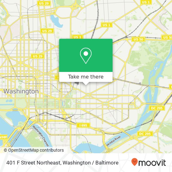 Mapa de 401 F Street Northeast, 401 F St NE, Washington, DC 20002, USA