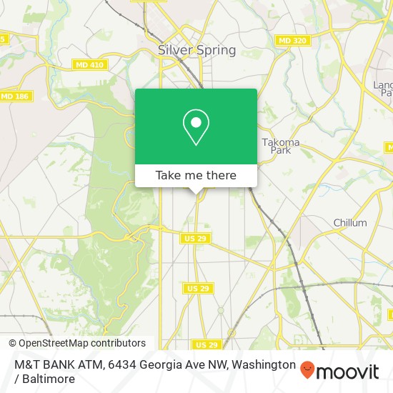 Mapa de M&T BANK ATM, 6434 Georgia Ave NW