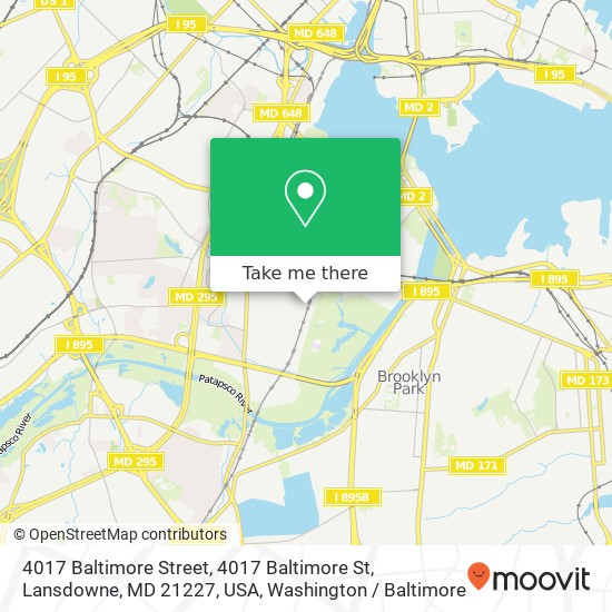 Mapa de 4017 Baltimore Street, 4017 Baltimore St, Lansdowne, MD 21227, USA