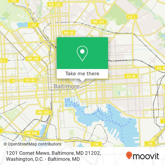 Mapa de 1201 Comet Mews, Baltimore, MD 21202