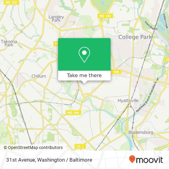 Mapa de 31st Avenue, 31st Ave, Hyattsville, MD 20782, USA