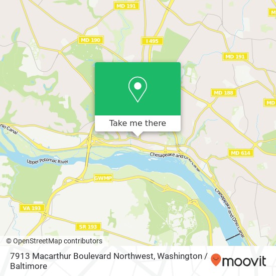 Mapa de 7913 Macarthur Boulevard Northwest, 7913 MacArthur Blvd, Cabin John, MD 20818, USA