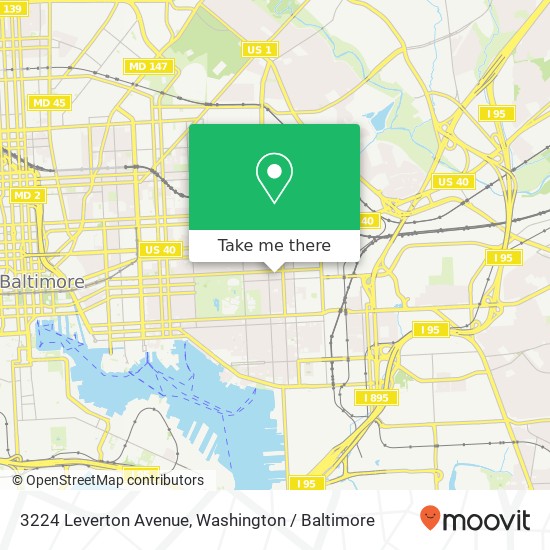 Mapa de 3224 Leverton Avenue, 3224 Leverton Ave, Baltimore, MD 21224, USA