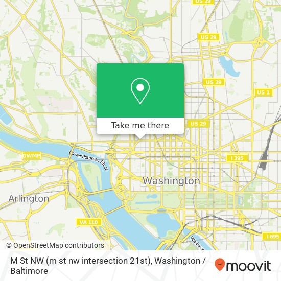 Mapa de M St NW (m st nw intersection 21st), Washington (Washington DC), DC 20036