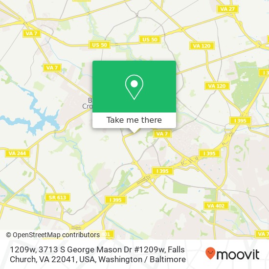 Mapa de 1209w, 3713 S George Mason Dr #1209w, Falls Church, VA 22041, USA