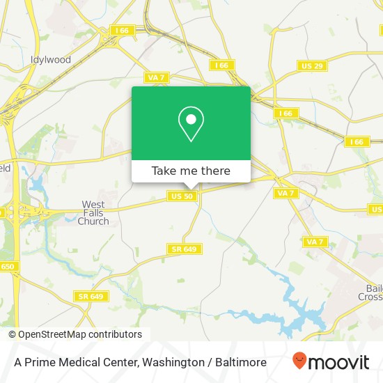 A Prime Medical Center, 6720 Arlington Blvd map